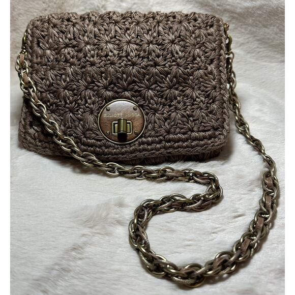 Unique Elliott Lucca Brown Woven Purse Bag Neutral Vintage Stylish Heavy - Picture 1 of 11